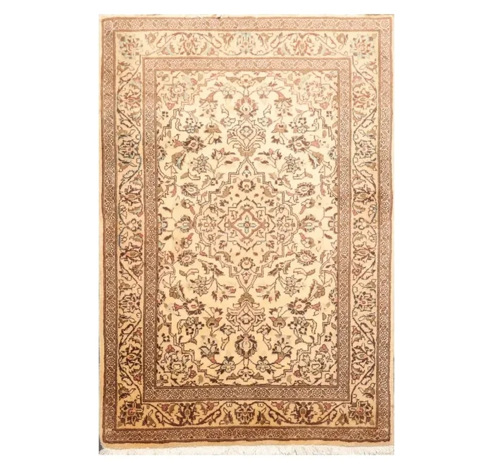 3’4” x 4’10” Hand Knotted Wool Kashan Traditional Oriental Area Rug Caramel