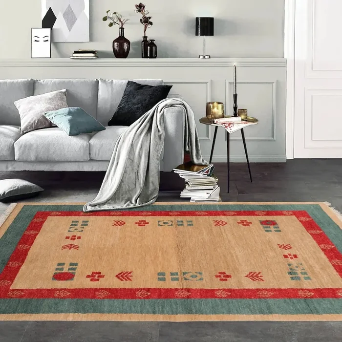 4×6 Beige Hand Knotted Tibetan Contemporary Gabehh Pictorial Wool Oriental Area Rug