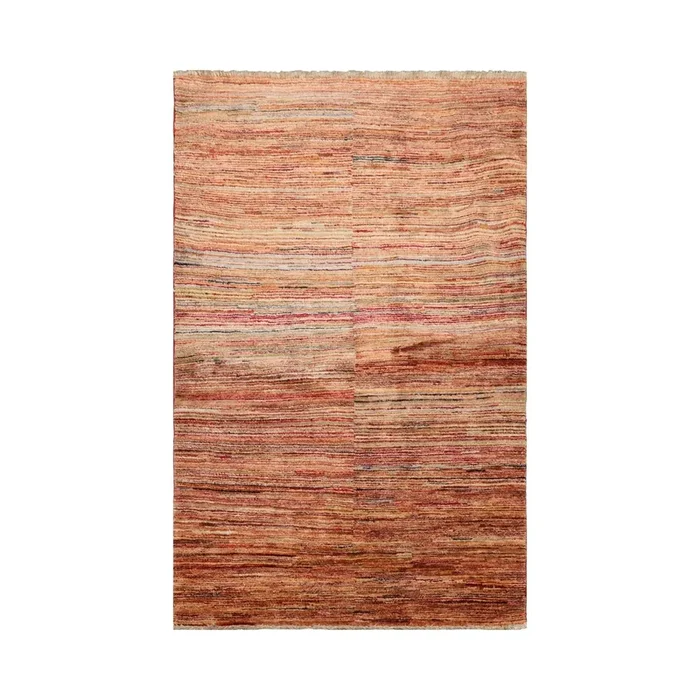 4’x6’4” Beige, Rust Hand Knotted 100% Wool Peshawar Modern & Contemporary Oriental Area Rug