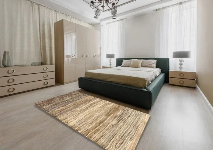 5×7 Dark Gold Brown Contemporary Modern Rug