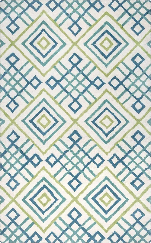 5′ x 7′ Blue/Gray/Rust/Blue Trellis Bradberry Downs Collection Wool Area Rug by Rizzy Home
