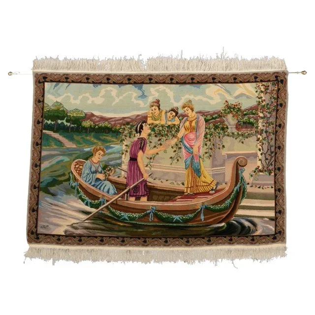 66″ x 45″ x .3″ Semi-antique Collection Tabriz Wool Tapestries & Wall Art #015585