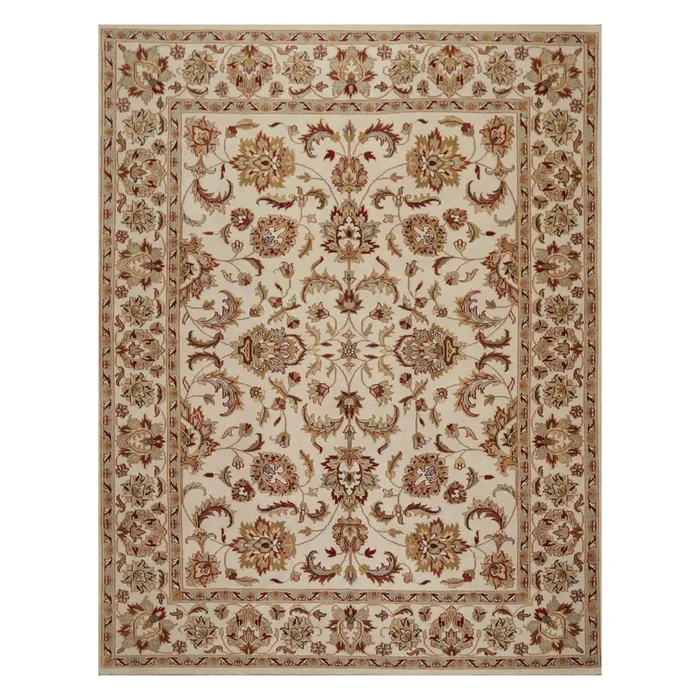 8×10 Ivory, Rust, Aqua Color Hand Knotted Persian 100% Wool Agra Traditional Oriental Rug