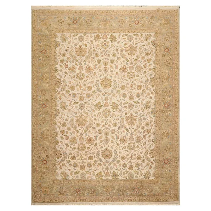 8’10” x 11’10” Hand Knotted 100% Wool Agra Traditional Area Rug Beige Brown