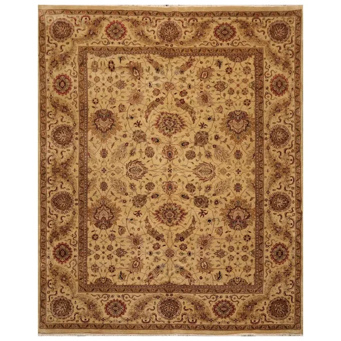 8′ x 10′ Hand Knotted 100% Wool 200 KPSI Agra Oriental Area Rug Light Gold