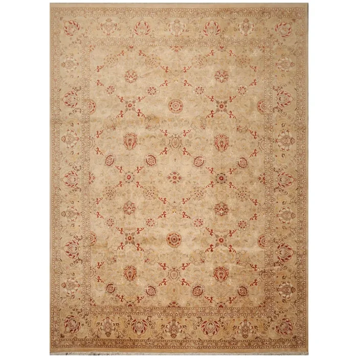 9’2″x12’6″ Hand Knotted Wool & Silk16/18 Pak Persian 300 KPSI Oriental Area Rug Beige