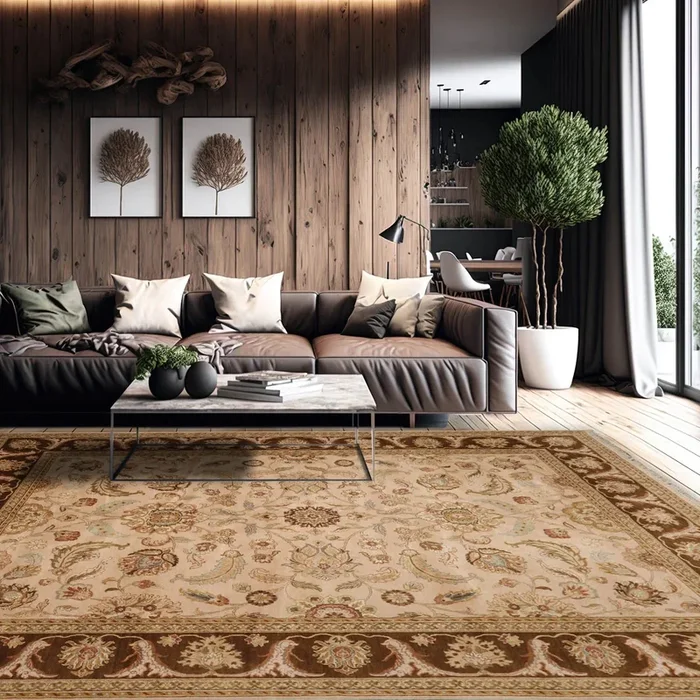9’x12’2” Beige, Brown Hand Knotted 100% Wool Agra Traditional Oriental Area Rug