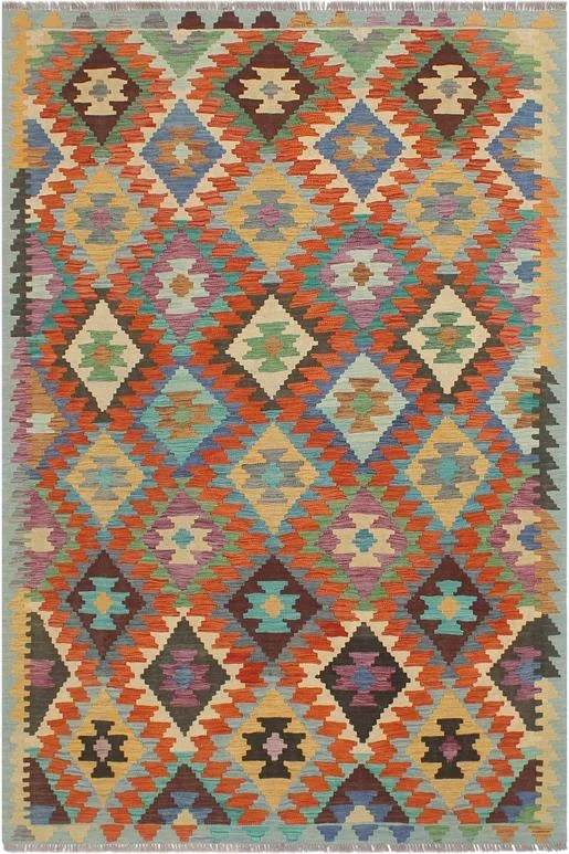 Bohemian Turkish Kilim Clementi Hand-Woven Wool Rug – 4’10” x 6’5”
