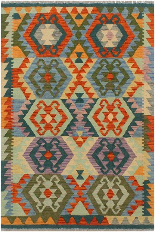 Bohemian Turkish Kilim Deb Hand-Woven Wool Rug – 3’3” x 4’9”