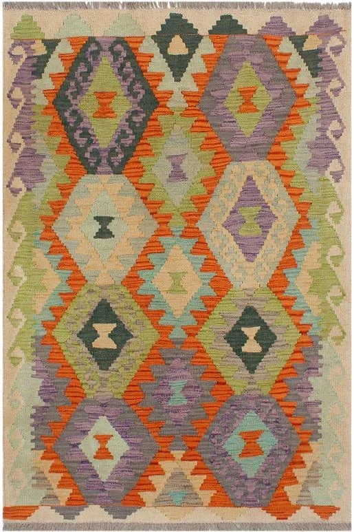Bohemian Turkish Kilim Ericka Hand-Woven Wool Rug – 2’10” x 4’1”