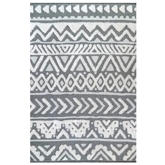 Grey Tribal Soft Tufted Sustainable Rug – Rafati