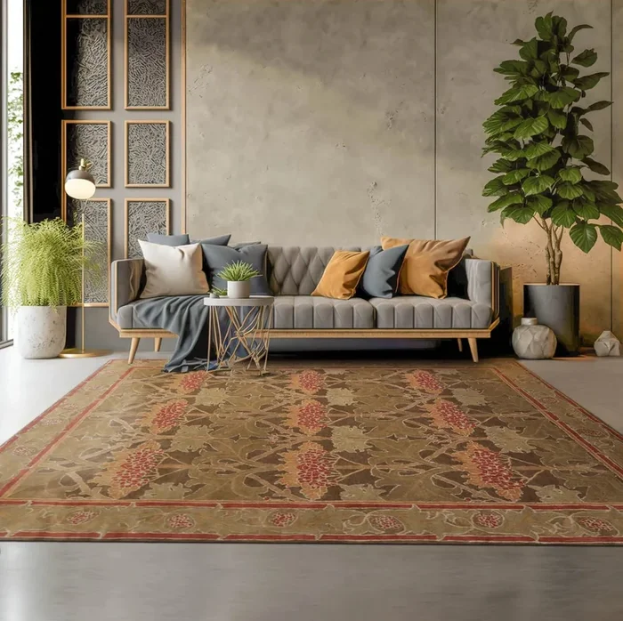 Multi Size Green, Sage Hand Tufted Hand Made 100% Wool William Morris Transitional Oriental Area Rug