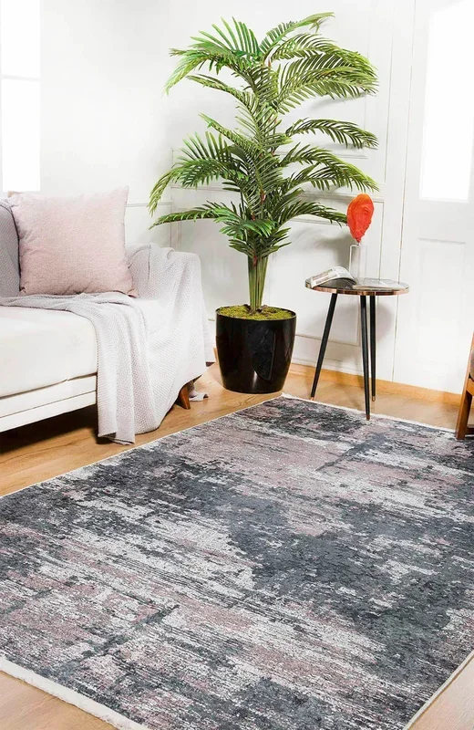 Reyna Gray Light Pink Modern Home Deco Abstract Rug