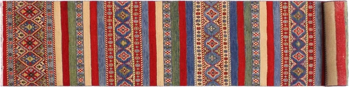 Rustic Khurgeen Snow Red/Beige Wool Runner – 2’9” x 10’1”