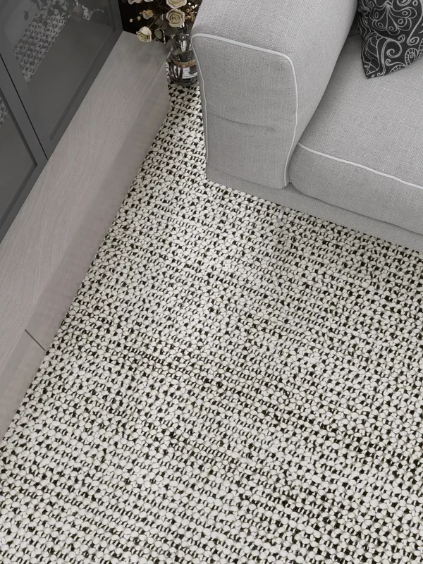 SPIKE BLACK AND WHITE HAND WOVEN FLOOR RUG